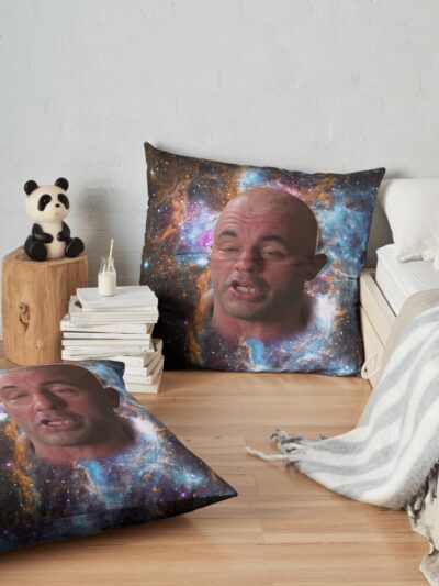 Joe Rogan Space Mask Meme Throw Pillow Official Joe Rogan Merch